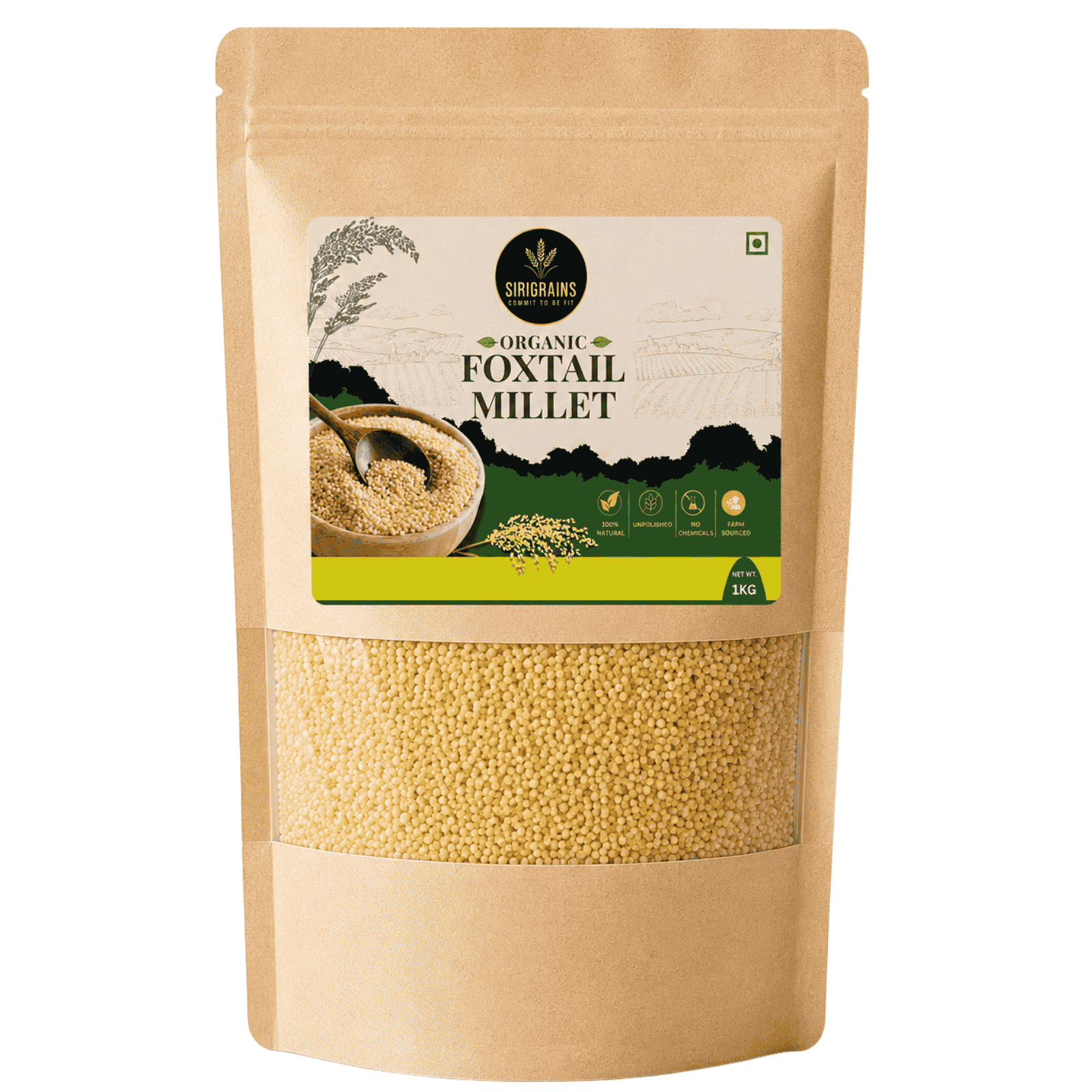 SiriGrains Organic Foxtail Millet (Navane/Korra/Thinai/Kangni) 1kg | Whole Unpolished Millet | Premium Ancient Grain for Rice, Upma & Khichdi