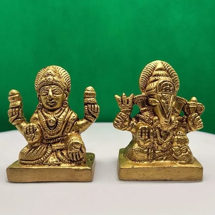 Moradabad Metal Craft Goddess Lakshmi and Lord Ganesha Brass Idol