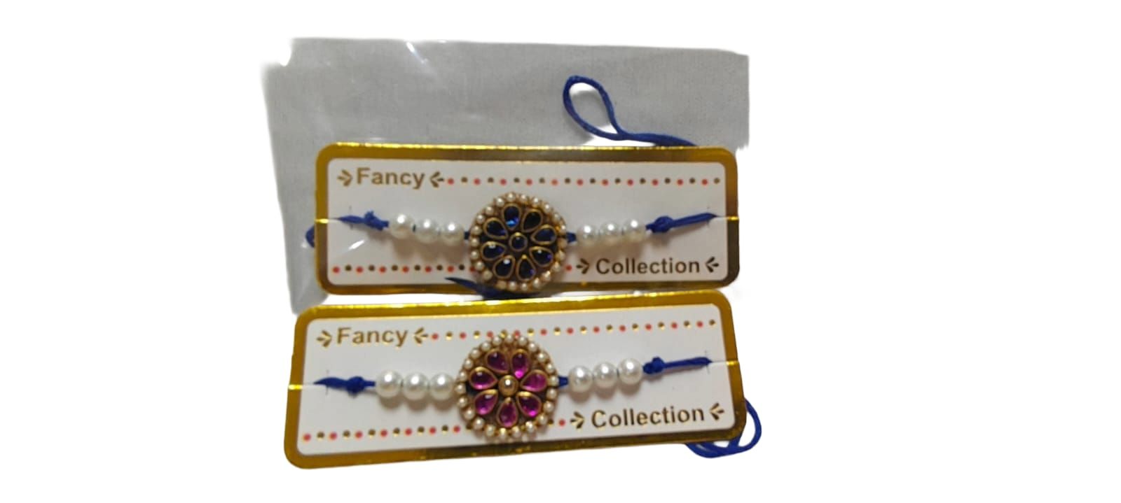 Set of 2 Fancy Pearl & Stone Rakhi for Brother