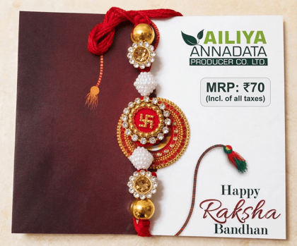 Traditional Swastika and Pearl Rakhi Thread Traditional Swastika and Pearl Rakhi Thread