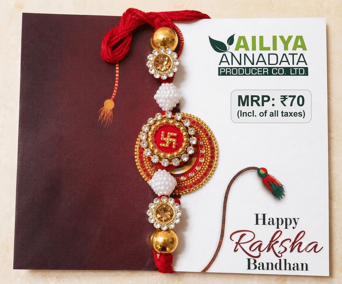 Traditional Swastika and Pearl Rakhi Thread 