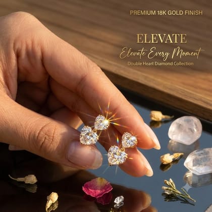 Elegant Heart Drop Earrings for Women & Girls | Luxury Solitaire Crystal Heart Dangle Earrings | Gold Finish Party Wear Jewellery Pair of 1