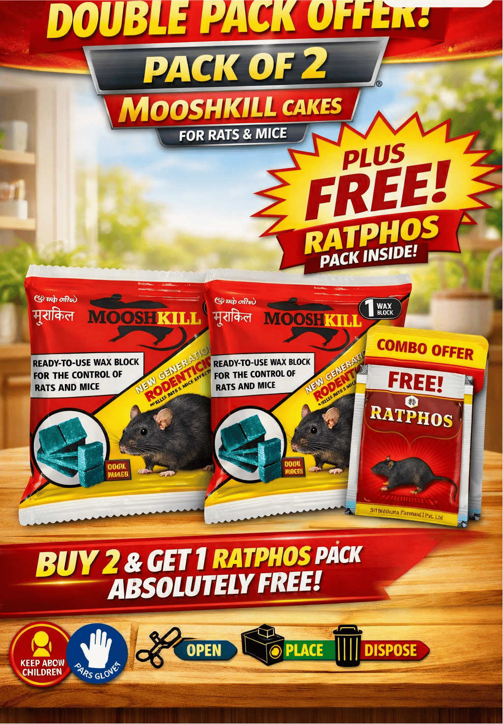 Powerfull Rat Killer Cake & Rat Killer Powder Combo | 25GMx2+10GMx1