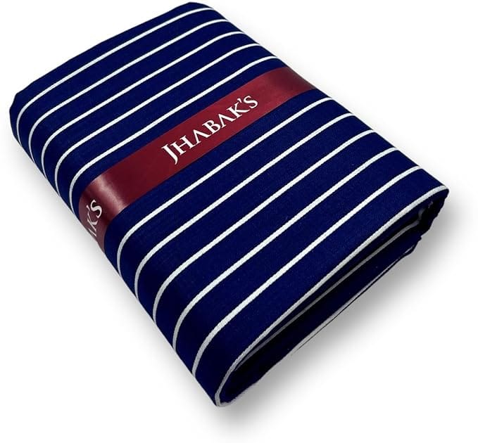 JHABAK'S Unstitched Striped Premium Shirt Fabric for Men - Cotton Blend Material (2.35 M)