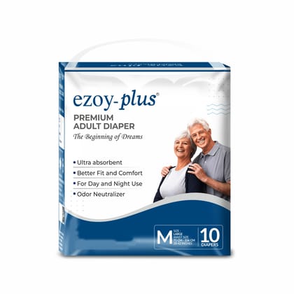 Ezoyplus Adult Diaper Tape Style M Size,Odour Control | Soft & Breathable | Unisex Adult Diapers | 10 Pieces