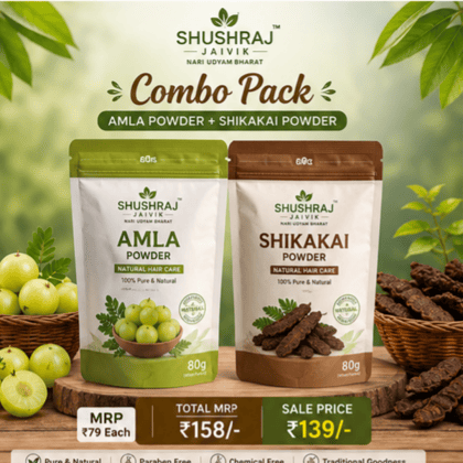 SHUSHRAJ JAIVIK Amla Powder & Shikakai Powder Combo Pack | Natural Herbal Hair Care | Hair Growth, Hair Fall Control & Scalp Cleansing 
