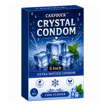 Caxfouck Crystal Condom Cool Flavor 5 Inch Extra Dotted & Comfort Reusable Condom (1 Pc)