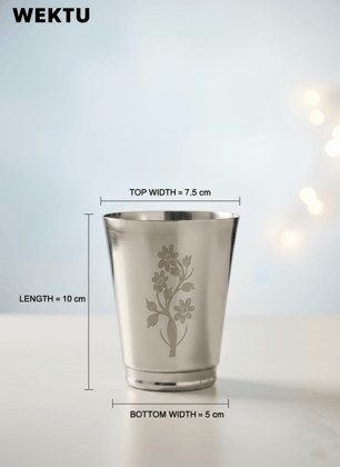 WEKTU Premium Stainless Steel Glass Set of 6 with Floral Laser Engraving