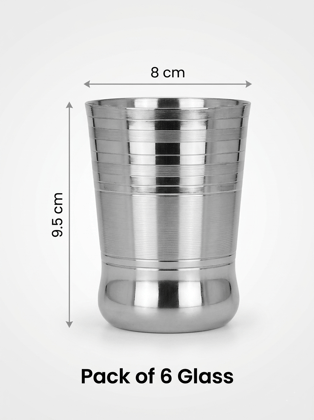 WEKTU Premium Stainless Steel Glass Set of 6 – Multi-Groove Ribbed Water & Milk Tumblers