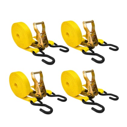 Trion Products Heavy Duty Ratchet Cargo Lashing Belt - 25mm x 15 ft with S Hook, Heavy Duty Lashing Belt, Polyester Lashing Belt for Bike, Pickup Truck, Trailer Cargo Tie Down | Pack of 4