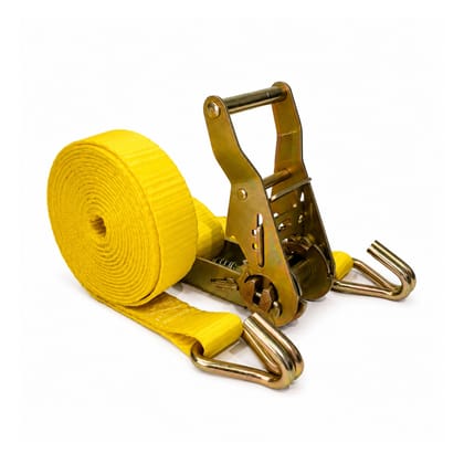 Trion Products Ratchet Straps with J Hook, Heavy Duty Cargo Lashing Belt, Polyester Lashing Belt for Motorcycles, ATVs, Trailer & Cargo Tie Down, 1500 kg Break Strength, 1 Inch x 15 Feet, Yellow