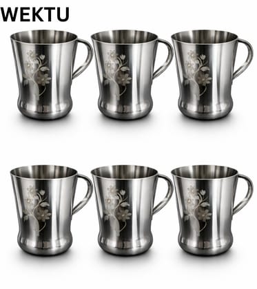 WEKTU Premium Stainless Steel Tea & Coffee Mug Set of 6