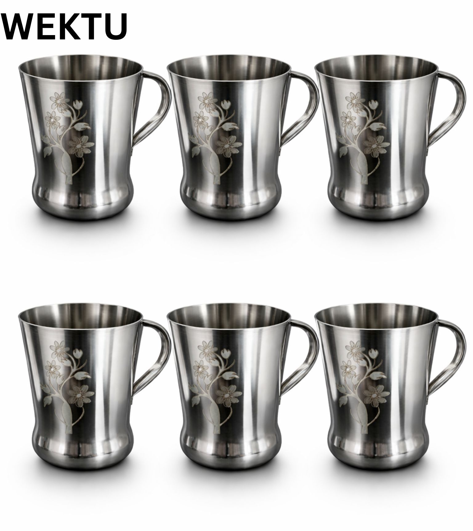 WEKTU Premium Stainless Steel Tea & Coffee Mug Set of 6