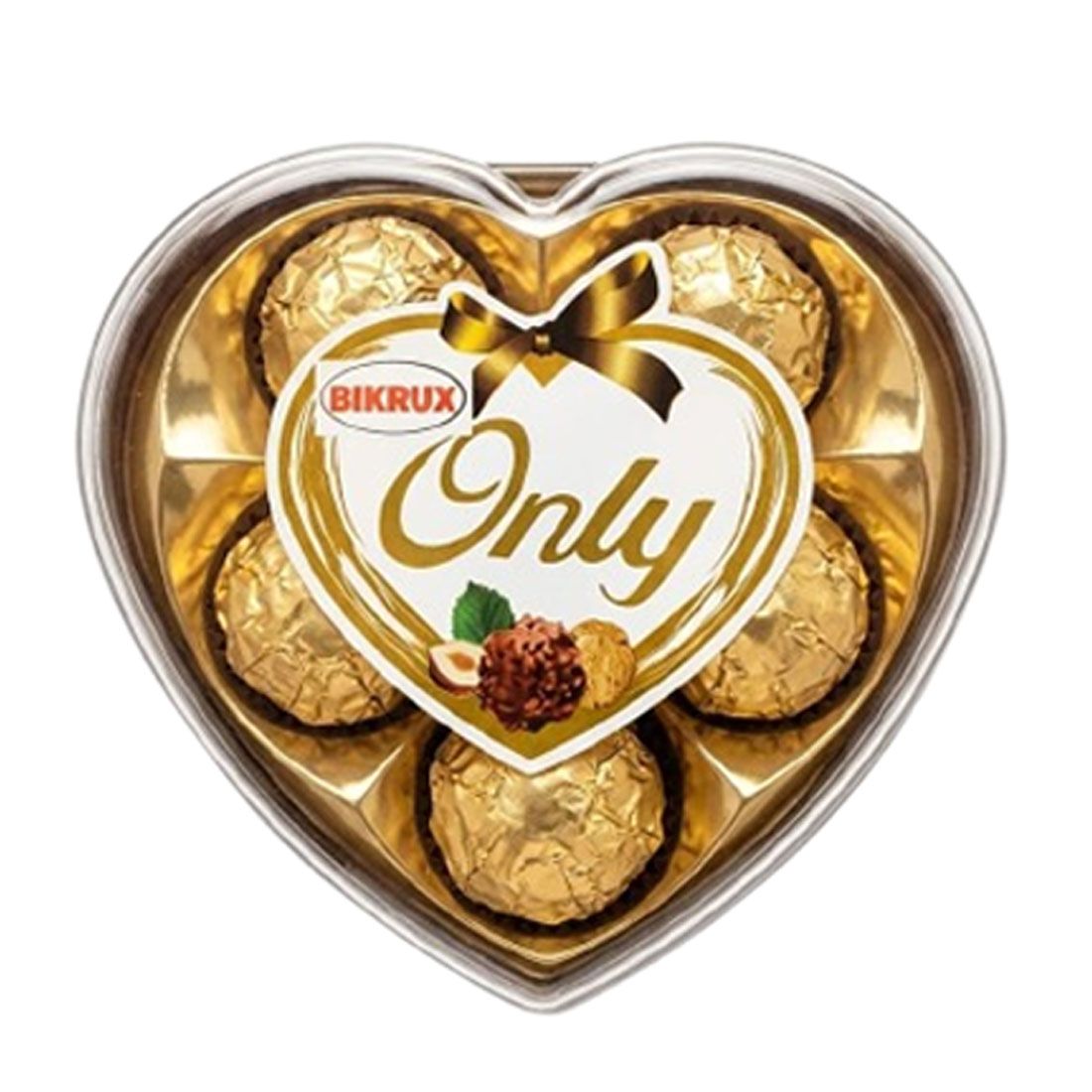 BIKRUX Only Luxury Chocolate Gift Box - Heart-Shaped Assortment with Premium Hazelnuts 5 piece