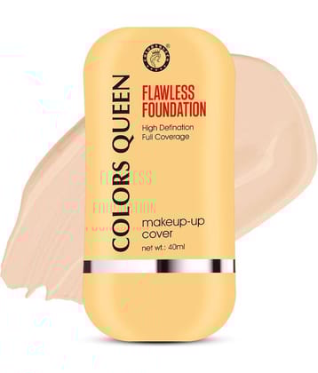 Colors Queen Flawless Makeup Cover Foundation 40ml, White Ivory (Shade - 01)
