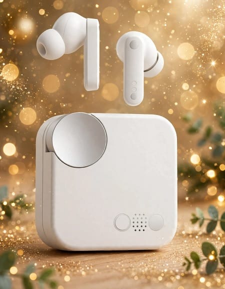 Premium Wireless Bluetooth 5.3 Earbuds with Touch Control, HD Calling Mic, Deep Bass, Type-C Fast Charging Case, Low Latency TWS Earphones for Music, Calls & Gaming (White)