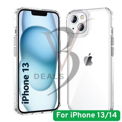 V3Deals Crystal Clear Hard Back Case Compatible with iPhone 14 & iPhone 13 | Shockproof Transparent Scratch Resistant Slim Cover with Reinforced Corner Protection | Clear (iPhone 13/14)