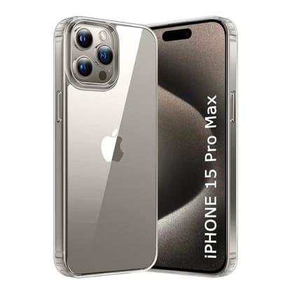 V3Deals Titanium-Frame Friendly Crystal Clear Hard Back Case Compatible with iPhone 15 Pro Max 6.7 Inch | Shockproof Transparent Slim Back Case | Scratch Resistant Polycarbonate Cover (iPhone 15 Pro Max)