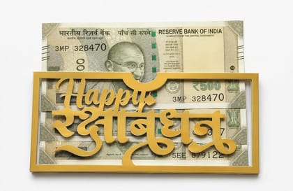 Happy Rakshabandhan Cash Gift Box, Golden Frame Rakhi Money Holder