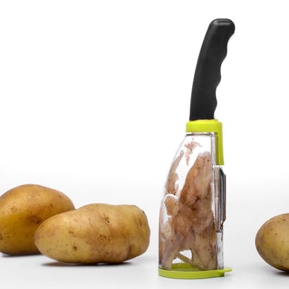 Lifeori Multifunctional Vegetable & Fruit Peeler with Container | Stainless Steel Blade Kitchen Peeler