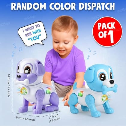 Zest 4 Toyz Musical Dog Electric Toy with Lights & Sound Walking Action Bouncing Movement and Colorful Flashing Light Effects for Toddlers Age 12 Months Plus - Multicolor