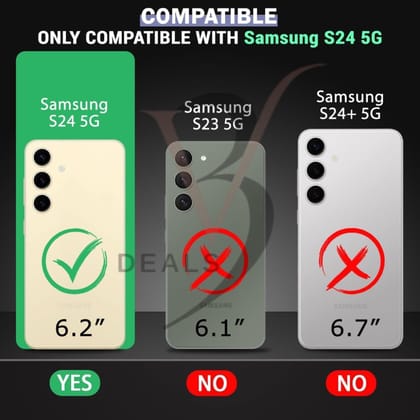 V3Deals Hybrid Back Cover Case for Samsung Galaxy S24 5G | Ma gsa fe Compatible | N52 Magnetic Ring | Anti-Yellow Hard Transparent Back | Shockproof | PC & TPU (Transparent, S24 (Magnetic))
