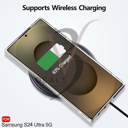 V3Deals Magnetic Wireless Charging Compatible for Samsung Galaxy S24 Ultra 5G Anti-Yellow Shockproof Camera Protection Cover Crystal Clear Case | Light Weight (Transparent, S24 Ultra (Magnetic))