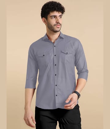 VTEXX Cotton Blend Regular Fit Solids Full Sleeves Men's Casual Shirt - Grey ( Pack of 1 )