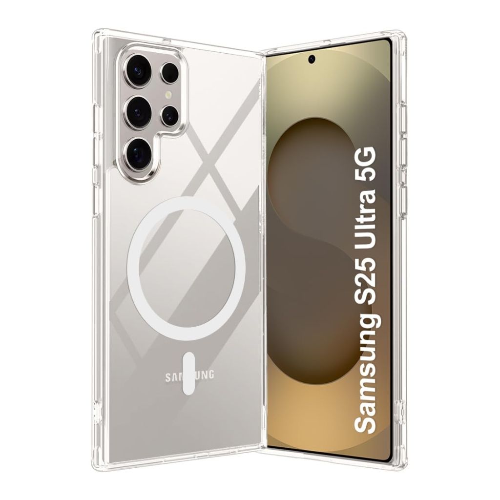V3Deals S-Pen Compatible Case for Samsung Galaxy S25 Ultra 5G | Anti-Yellowing Transparent Cover with N52 Magnetic Ring | Camera Protection (Transparent, S25 Ultra (Magnetic))