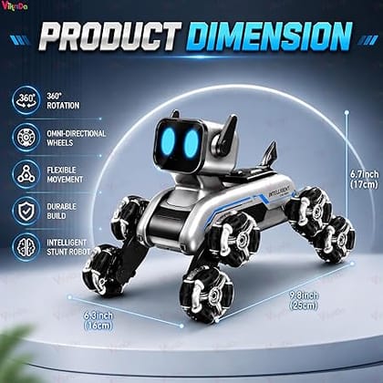 VikriDA Remote Control Cars for Kids Adults, 8WD Gesture Sensor RC Stunt Car with Light, Music, RC Robot Dog Toys I For 6+ Age (Black)