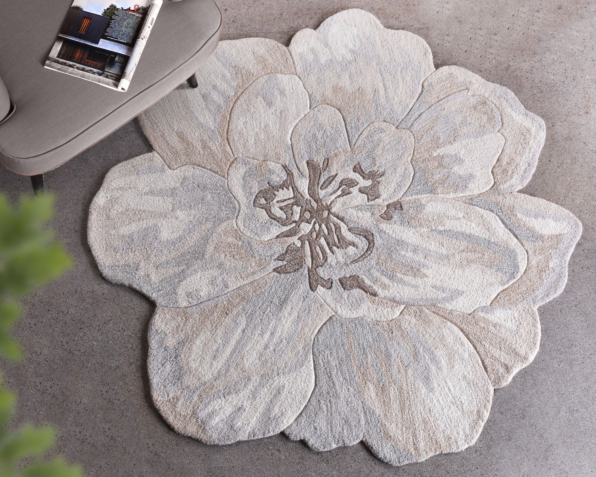 AVRAM Handmade Floral Wool Rug | Ivory/Beige/Grey | Hand Tufted | Designer Area Rug