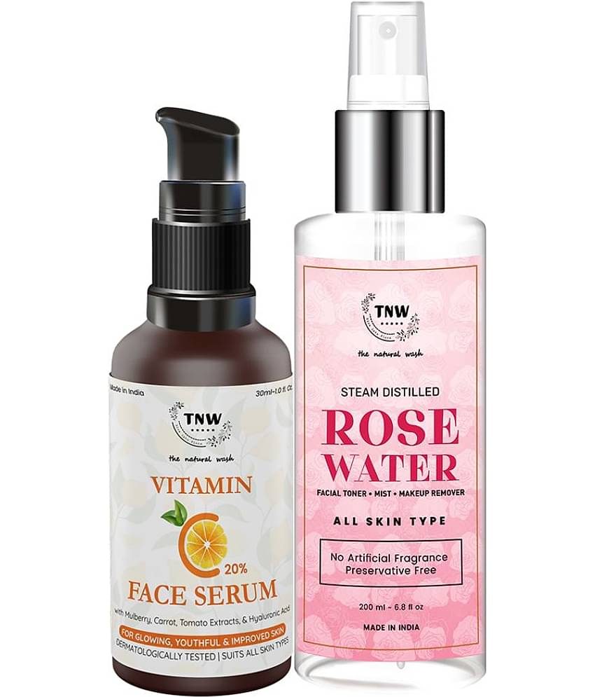TNW - The Natural Wash Rose Water 200ML & Vitamin C Face Serum(30) Face Serum 230 mL Pack of 2