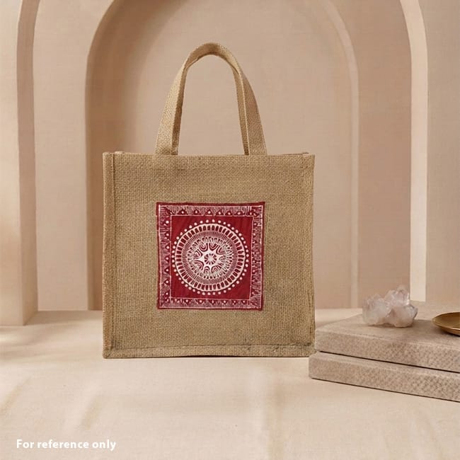 Hand Painted Aipan Design Small Jute Organizer   - Handbags | Buy online on ZillyBuy