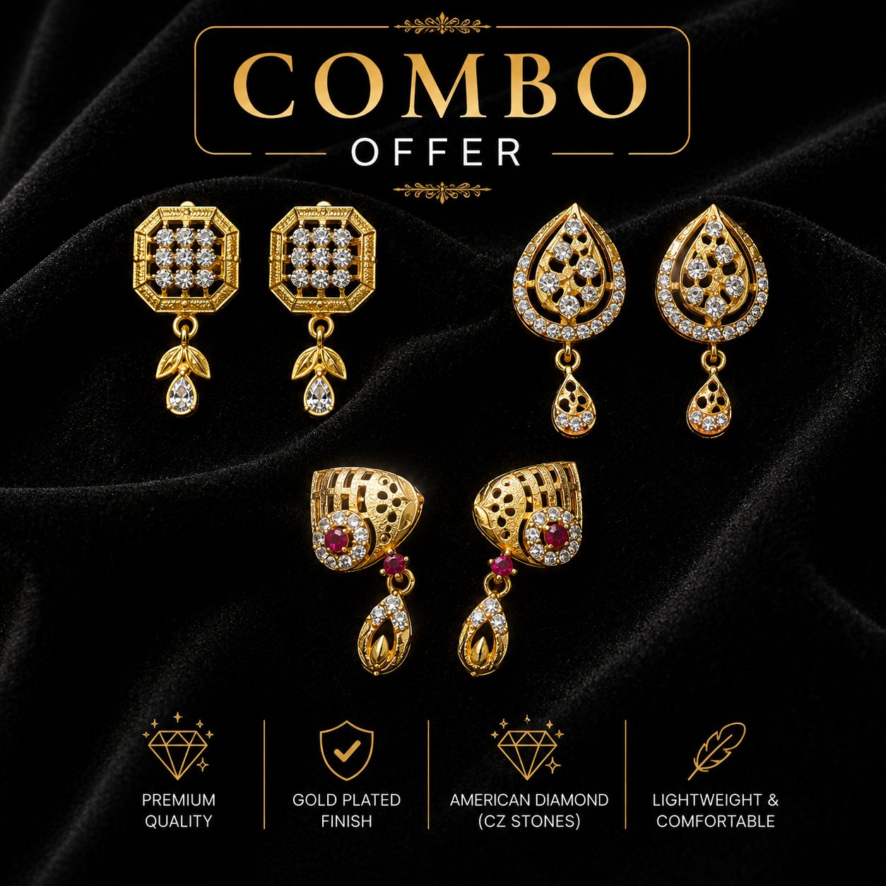 Micro gold plated Daily use AD stone Earrings