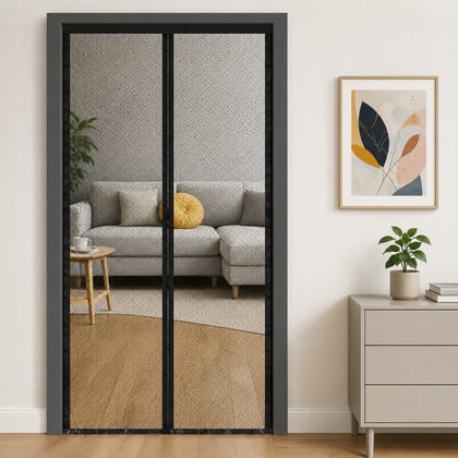 Magnetic Mosquito Screen Door Net Curtain (with 5 Metre Hook Tape + Nails) Magnets Reinforced Polyester Curtain Back Door Mesh with Insect Control