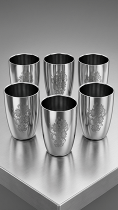Premium Stainless Steel Drinking Glass Set of 6