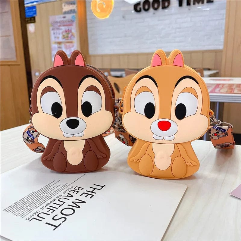 Kawaii Squirrel Silicone Crossbody Coin Bag Kid Toddler Children Shoulder Handbag Holiday Travel Pocket Pack Purse