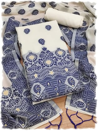 Handloom Banarasi Cotton Unstitched Salwar Suit with Dupatta, 50 Inch Length, Women's Unstitched Salwar Suit Dress Material with Dupatta, Unstitched Salwar Suit Set