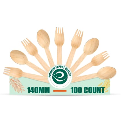 Disposable Wooden Sporks[160mm], Pack of 50, Cutlery for Parties