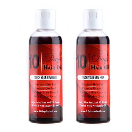 10 Days Hair Oil with 77 Herbs | Kerala Ayurvedic Hair Growth Oil | Therapeutic Anti Hair Fall Hair Oil | Bhringraj, Amla & Aloe Vera Herbal Hair Oil for Men & Women 100ml each Pack of 2