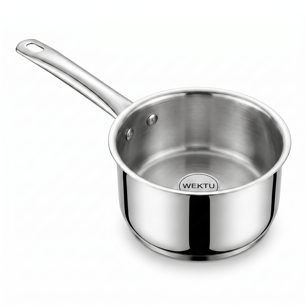WEKTU Premium Stainless Steel Saucepan with Capsuled Induction Bottom  – Heavy Gauge Tea Milk Pan with Riveted Cool-Touch Handle | Mirror Finish Cookware for Gas & Induction Stove - Cookware | Buy online on ZillyBuy