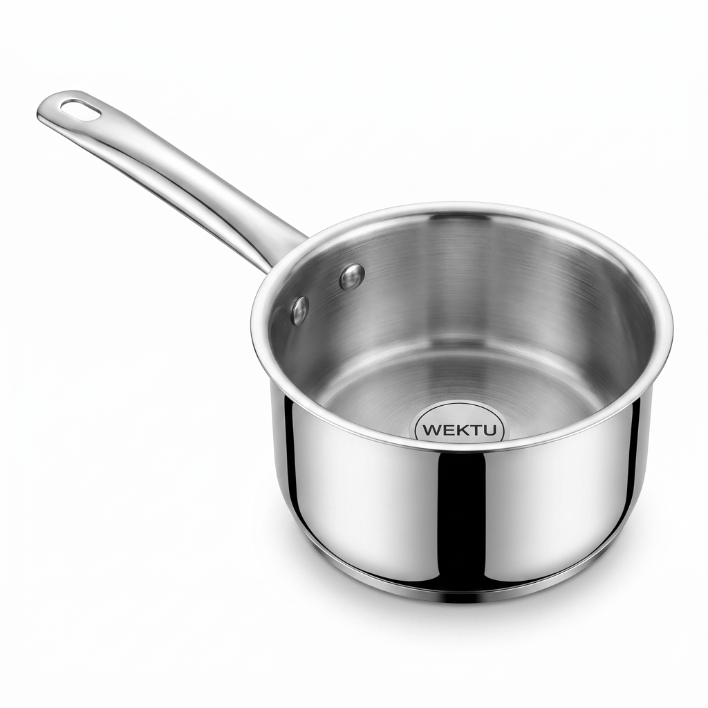WEKTU Premium Stainless Steel Saucepan with Capsuled Induction Bottom  – Heavy Gauge Tea Milk Pan with Riveted Cool-Touch Handle | Mirror Finish Cookware for Gas & Induction Stove - Cookware | Buy online on ZillyBuy