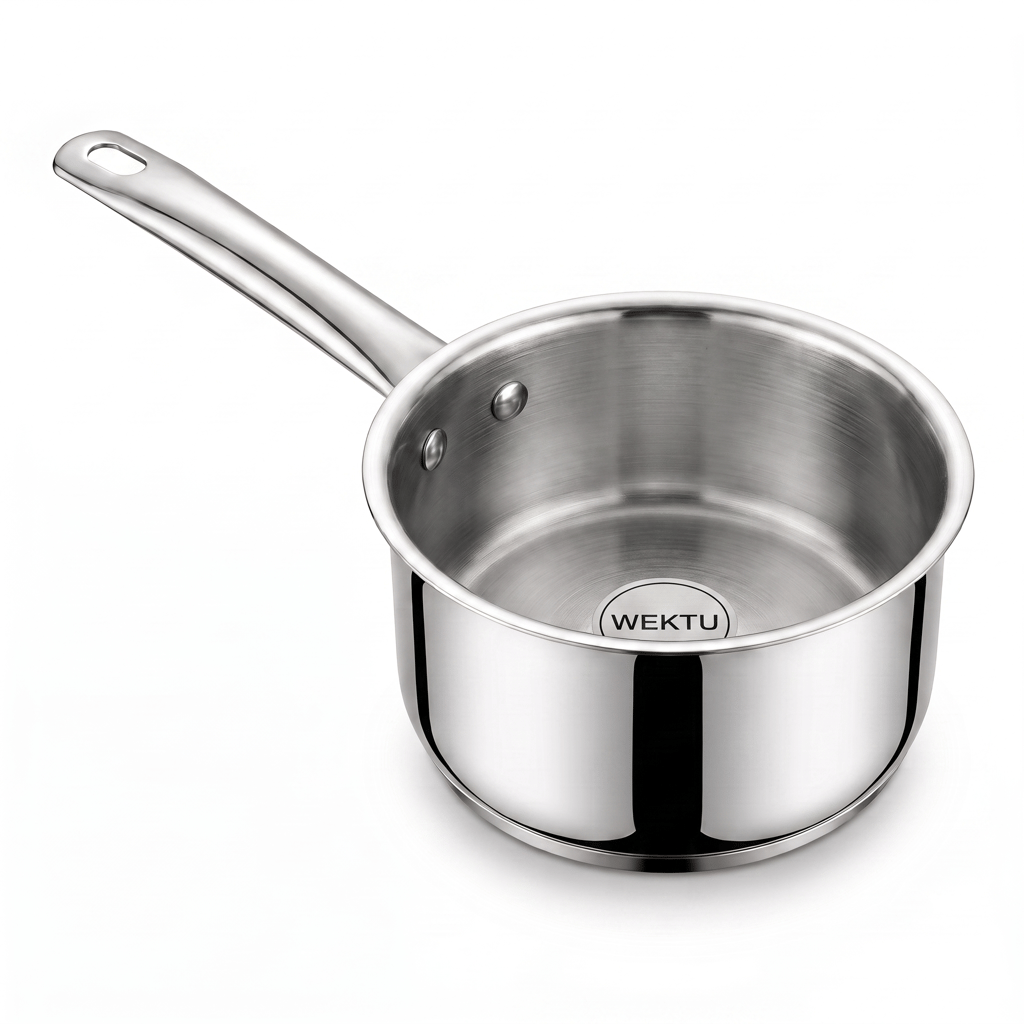 WEKTU Premium Stainless Steel Saucepan with Capsuled Induction Bottom  – Heavy Gauge Tea Milk Pan with Riveted Cool-Touch Handle | Mirror Finish Cookware for Gas & Induction Stove - Cookware | Buy online on ZillyBuy
