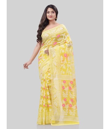 Desh Bidesh Cotton Self Design Saree Without Blouse Piece ( Yellow )