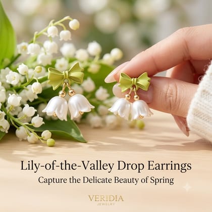 Nature Inspired Cute Tulip Flower Drop Earrings for Women & Girls | Green Bow Dangle Earrings | Lightweight Floral Earrings | Trendy Fashion Jewellery for Daily Wear, Party, Birthday & Gift Pair of 1