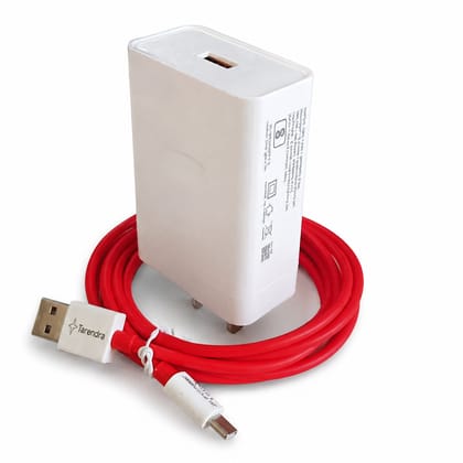 100W Super Fast Charger with 10A USB to Type-C Cable (1 Meter) | Supports SuperVOOC, VOOC, Dash, Warp, Dart, Flash & Fast Charging | USB Wall Charger Adapter for Android Devices