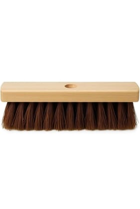 Natural Coconut Bristle Hard Floor Brush with Wooden Handle Slot, Heavy Duty Outdoor Scrubbing Broom Head for Rough Surfaces, Bathroom, Patio, Courtyard Cleaning