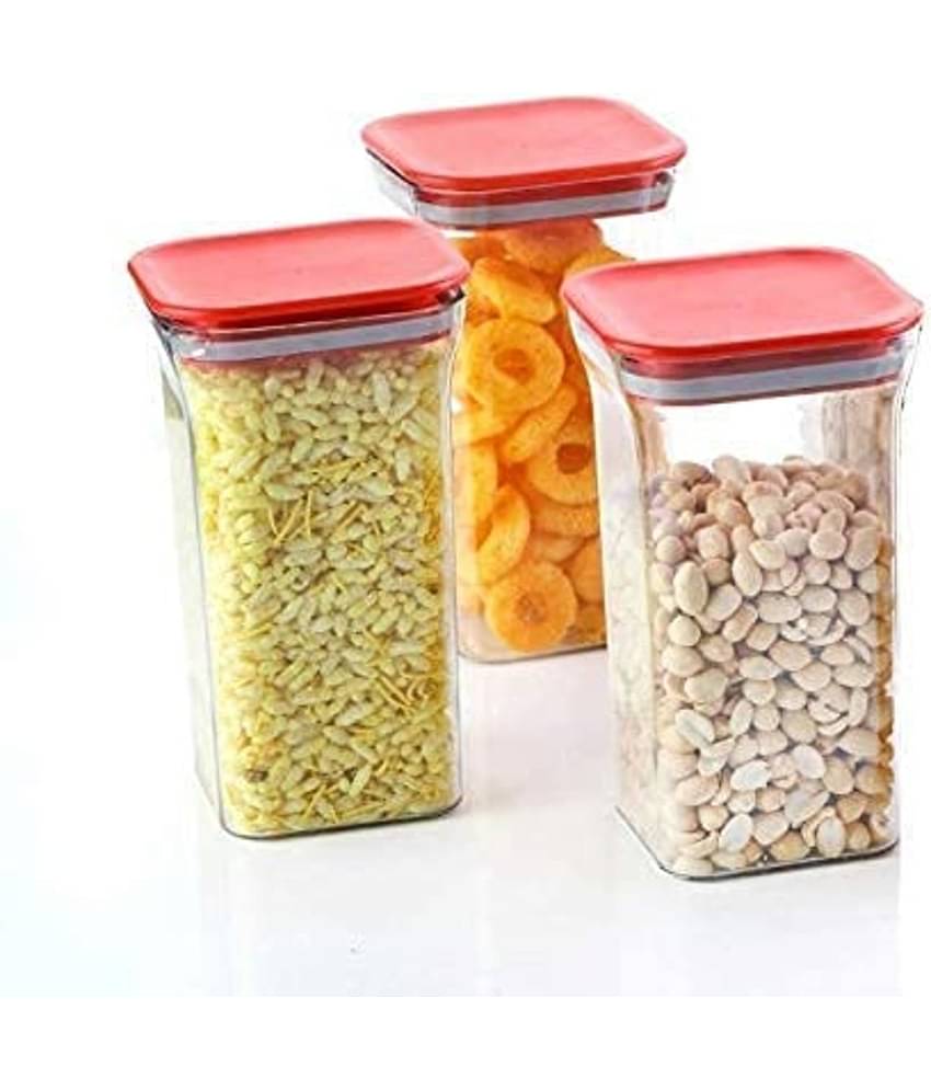 Analog kitchenware - Polyproplene Red Food Container ( Set of 3 - 1100 )