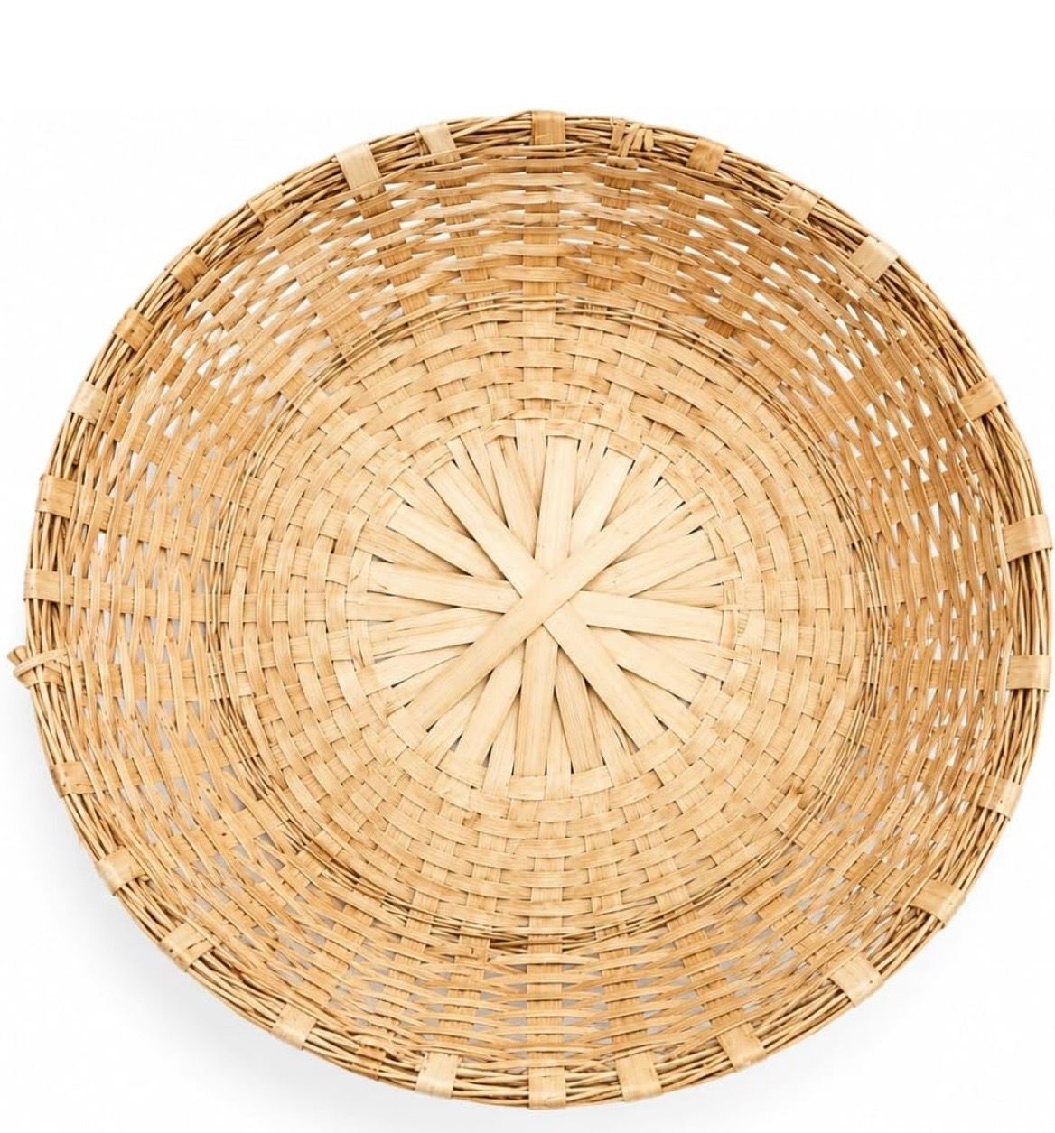 Generic Handmade Bamboo Basket Round Multi-Purpose Utility Baans Tokri Mungil Kudai Veduru Butta for Kitchen Storage Fruit Vegetables Picnic Decorative Hamper Box Tray