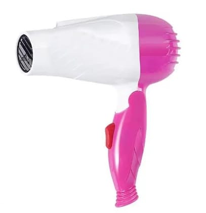 New Professional Electric Foldable-1290 Hair Dryer 1000 Watt - Pink & White